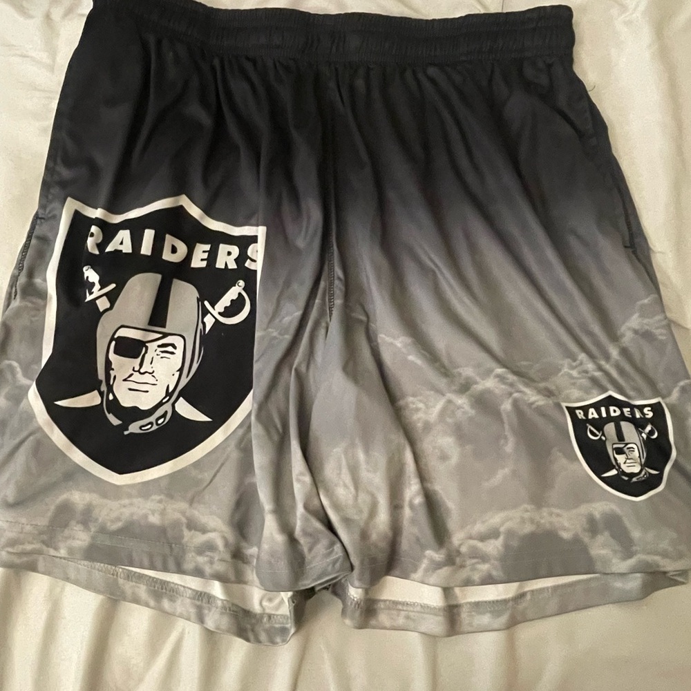 Raiders Black and Gray Men's Athletic Shorts